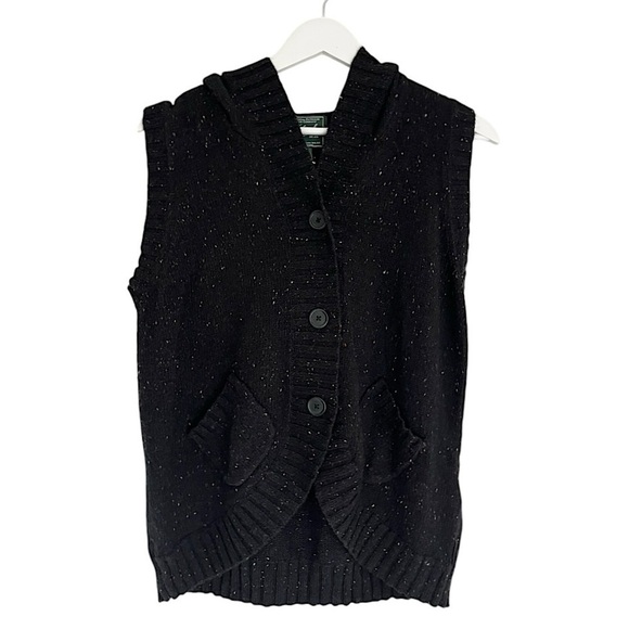 Woolrich Ramie Rabbit Hair Women’s Hooded Vest Black Red White Size Medium - Picture 1 of 8